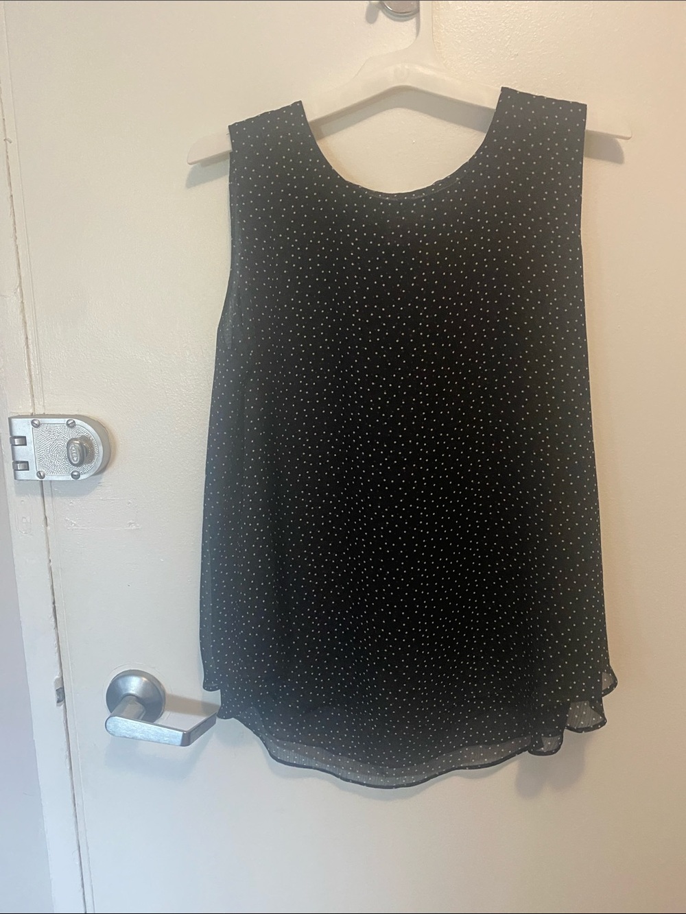 Black Polka Dot Sleeveless Chiffon Camisole